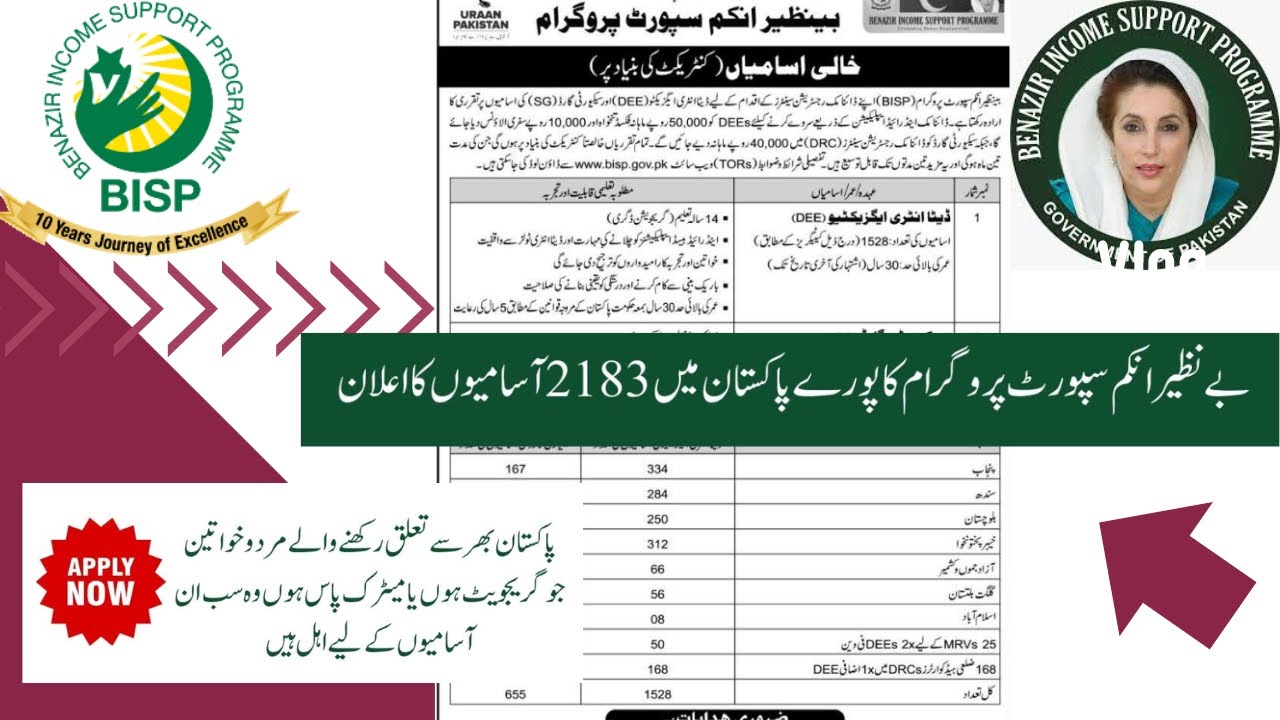Bisp jobs in pakistan 2025| How to apply for Benazir income support ...
