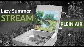 Loose Brushwork Summer Stream Oil Painting | En Plein Air Study
