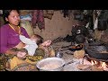 Making bream of wheat flour  and eating with mushroom curry and food ll Village life