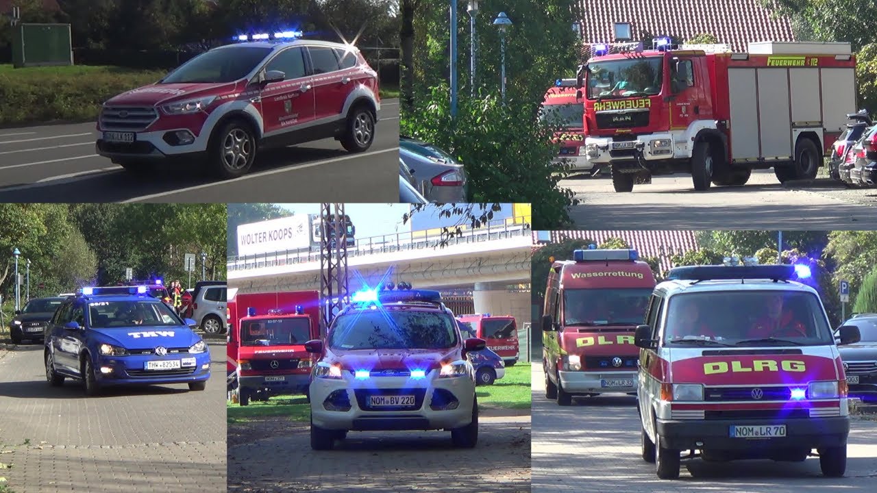 [Übung in Northeim] Einsatzfahrten von THW, DLRG und Feuerwehr aus Northeim