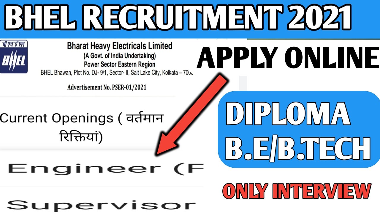 BHEL - Recruitment Diploma ,B.Tech in civil 2021 || Bharat Heavy Electricals Limited ||All India Job