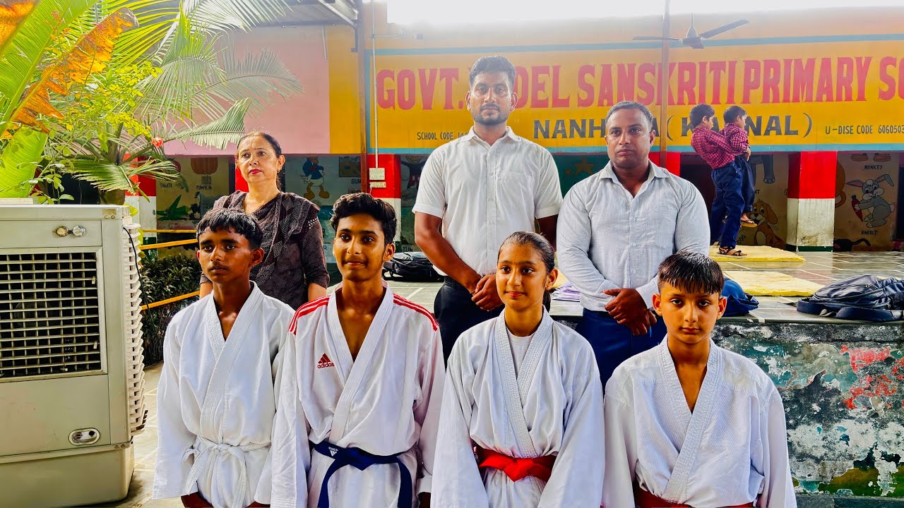 Karate game (Indri block) in Government school in Nanhera village Tijul fight 