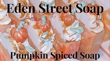 Pumpkin Spice Cold Process soap recipe with Soap Dough Pumpkins on top!