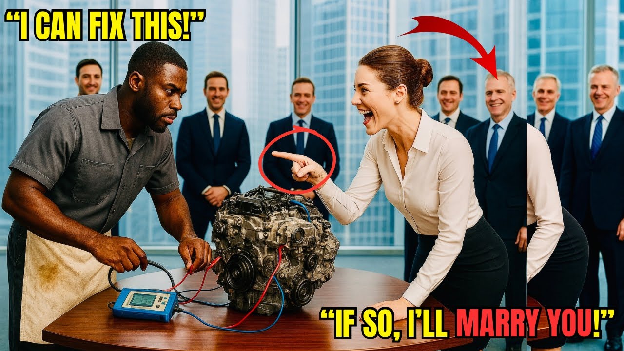 They were ready to bury my reputation. “Fix this engine and I’ll marry you,” she said, and the whole room laughed at me—her board members, her engineers, everyone. I was just the janitor in dirty...