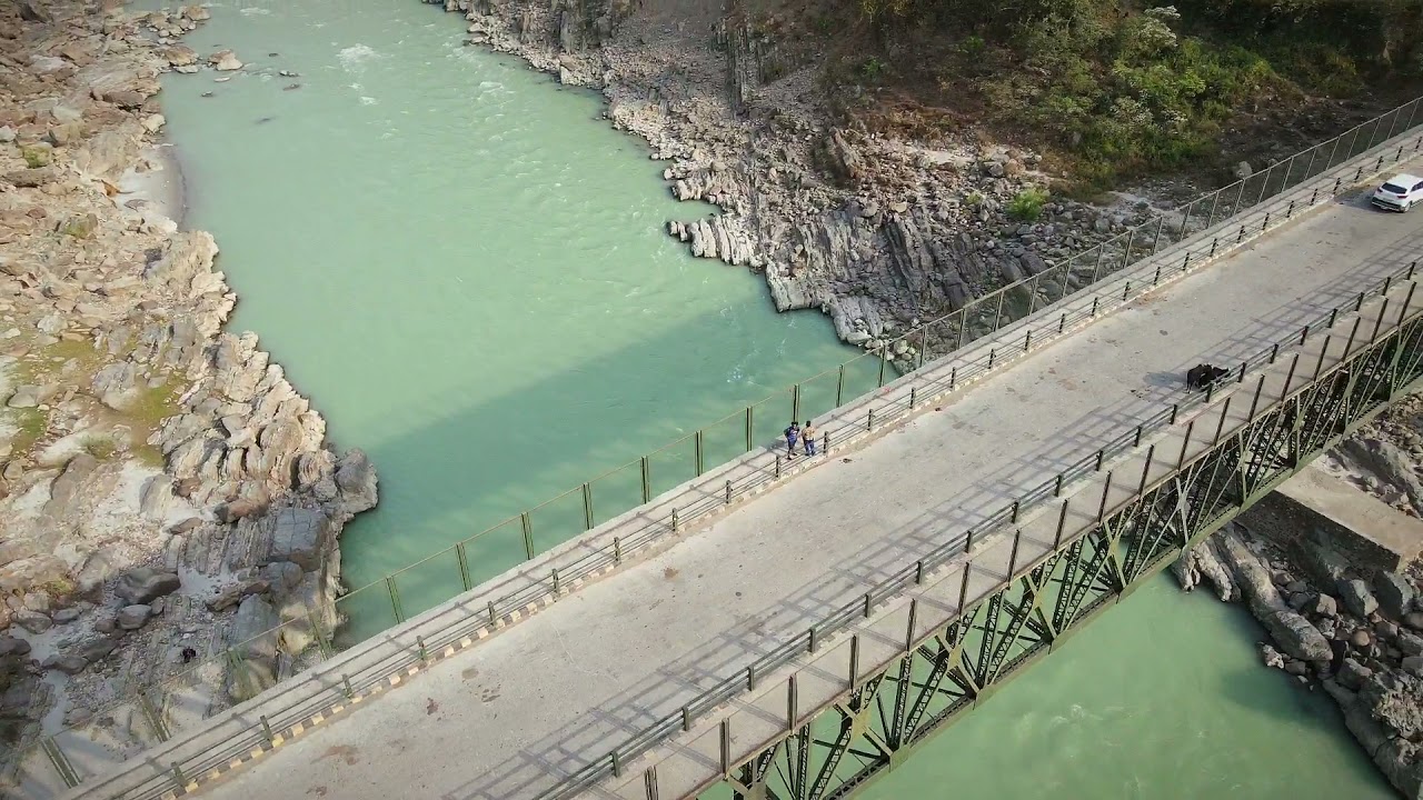 Drone shot - Rishikesh ( Neelkant  Bridge) Amazing view of River Ganga!