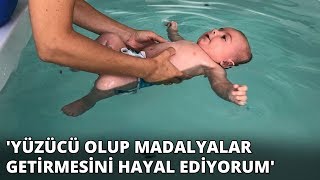 Bebekler yüzmeyle güçleniyor... 'Yüzücü olup madalyalar getirmesini hayal ediyorum'