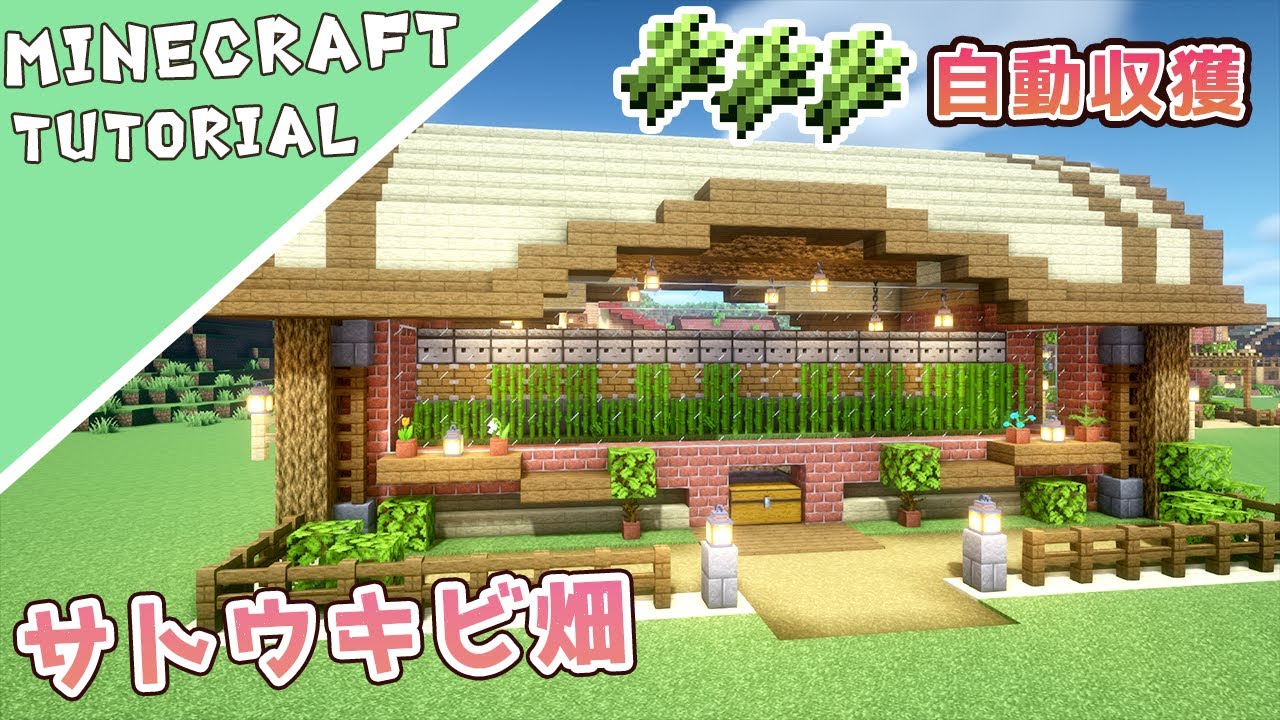 マイクラ】全自動サトウキビ畑の作り方！おしゃれな施設【マインクラフト】Minecraft How to Build a Sugar Cone Farm  - YouTube