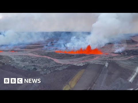 Hawaii's mauna loa volcano lava seen from space – bbc news