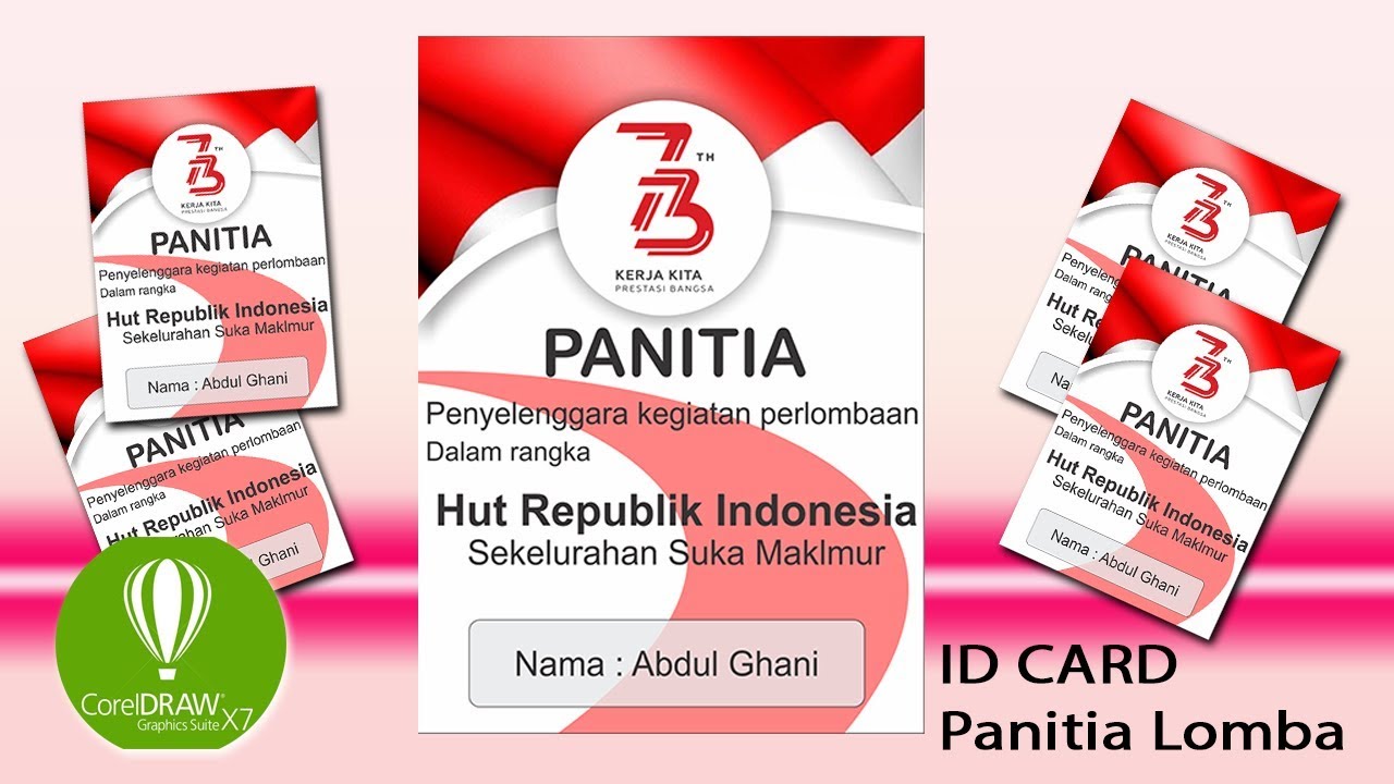 Cara desin ID  card  panitia  HUT RI di corelDraw YouTube