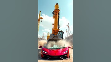“Luxury Car CRUSHED by Construction Machine in 8K Cinematic Slow-Mo 😱”