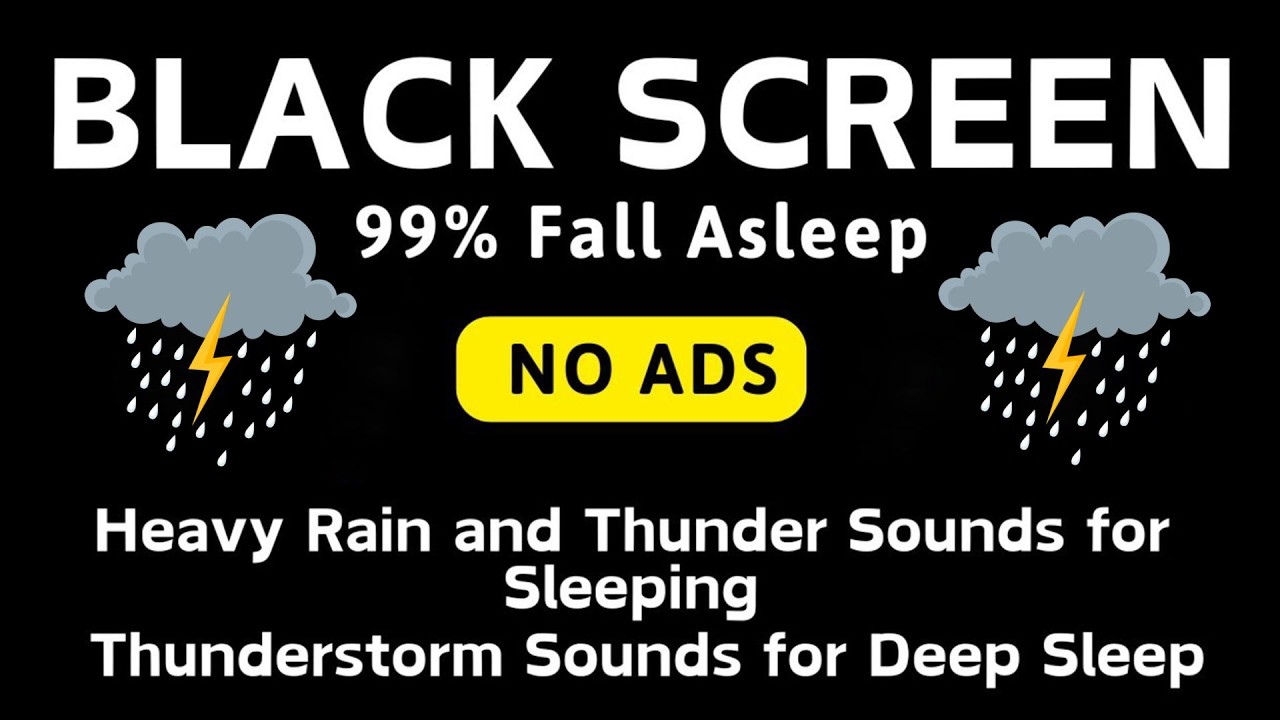 🔴 Heavy Rain and Thunder Sounds for Sleeping 𓂀 10 Hours Relaxing Rainstorm Ambience 𓂀 Black Screen