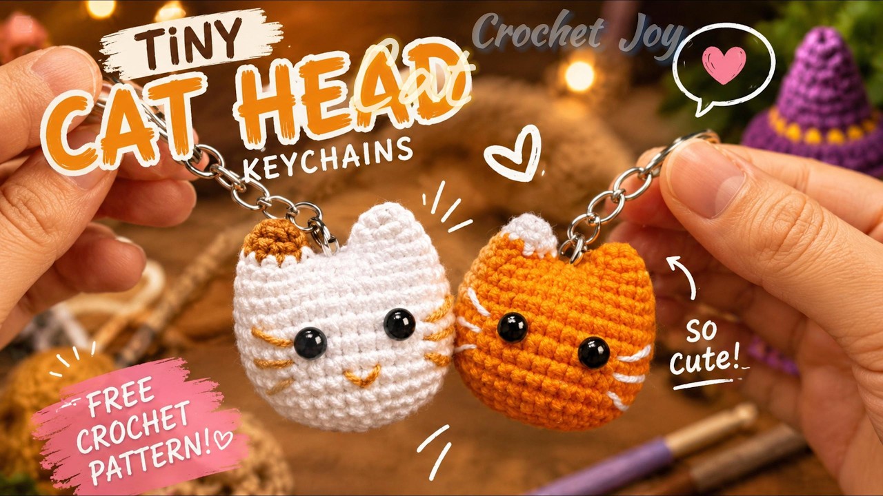 One-Piece Seamless! How to Crochet a Super Cute Cat Keychain