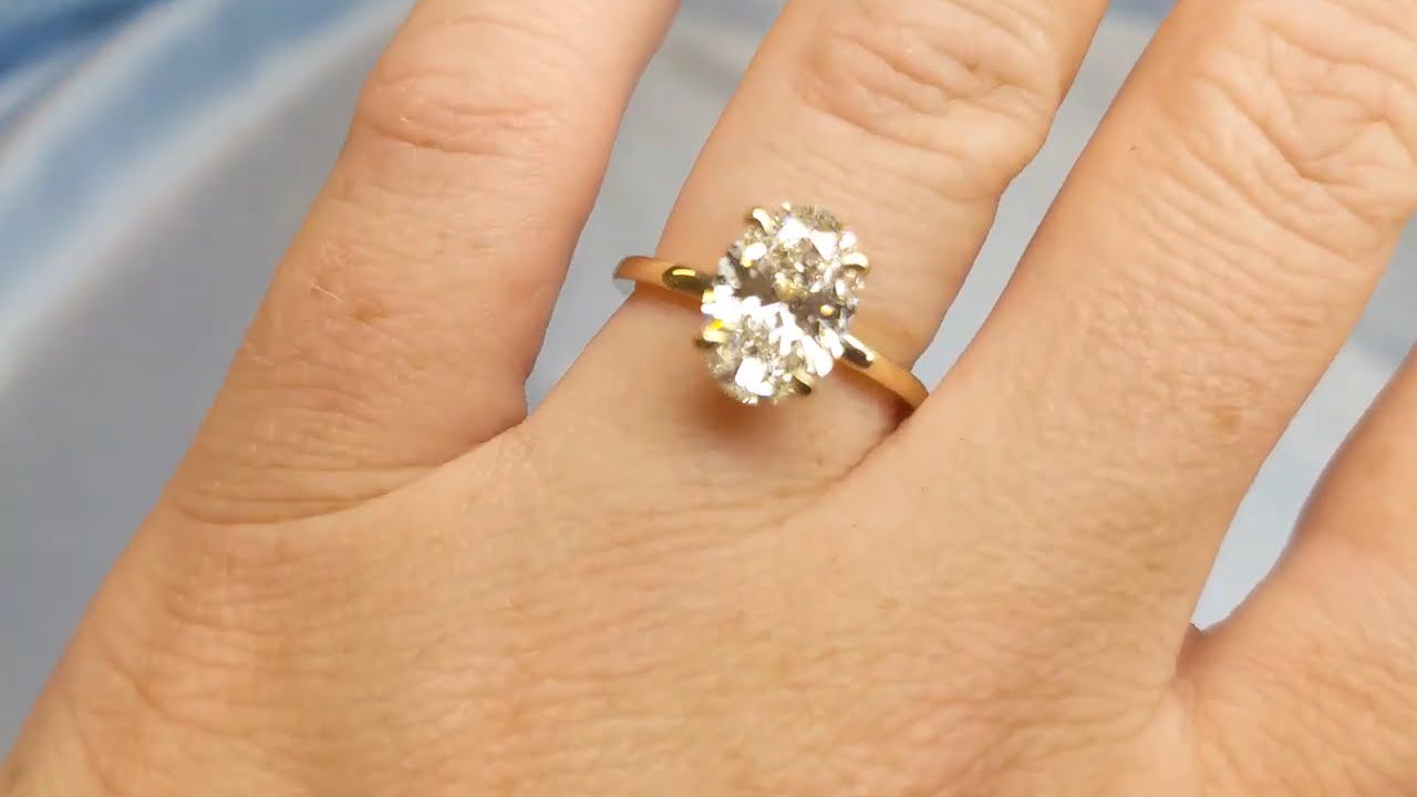 Oval Cut Moissanite Engagement Ring, 14k Yellow Gold Promise Rings for Women Solitaire Ring for Wife