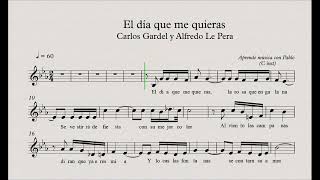 EL DÍA QUE ME QUIERAS: (flauta, violín, oboe...) (partitura con playback)