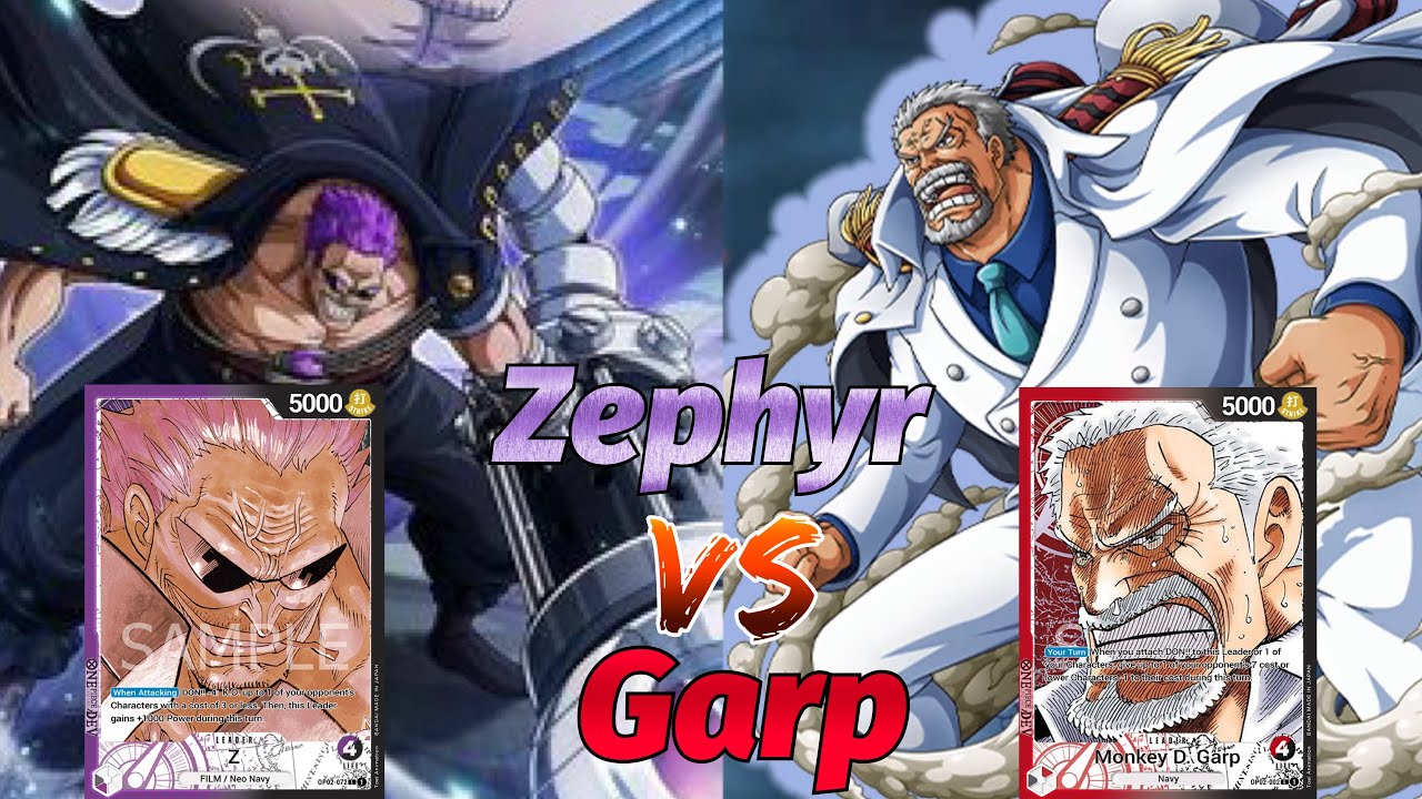 Purple/Black Zephyr VS Red/Black Garp! One Piece TCG Game Battles 