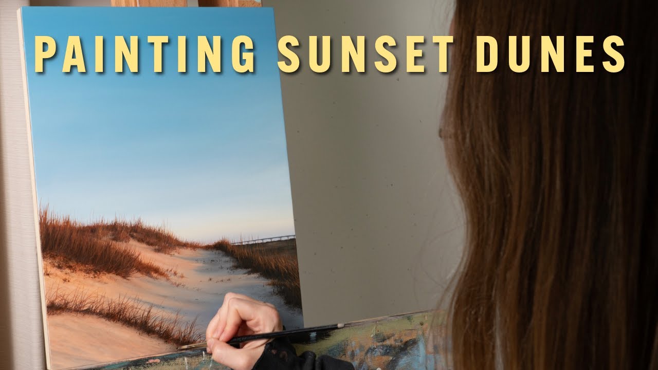 Painting Beach Sand Dunes at Sunset - Oil Painting Time-lapse with Real-Time Clips