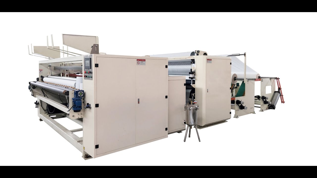 Automatic kitchen towel paper roll making machine - YouTube