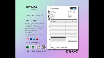 Excel invoice template, Invoice template, excel and google sheets, easy, instant download