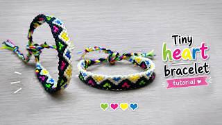 Easy Friendship Bracelet with Tiny Hearts ❤️ Embroidery Floss DIY
