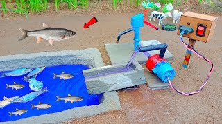 DIY Mini Water Pump fish in the pond || Tractor Farmer || how to make water pump science project #2