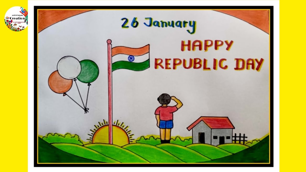 republic day drawing| 26 January drawing easy and step by step||drawing  pocket | Easy drawings, Republic day, Step by step drawing