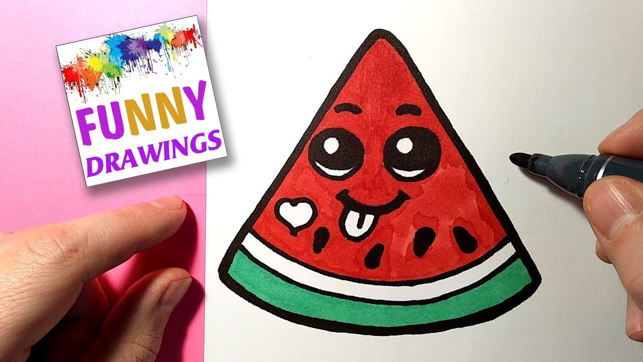 How To Draw A Cute Watermelon Cute And Easy Drawing Tutorials Youtube