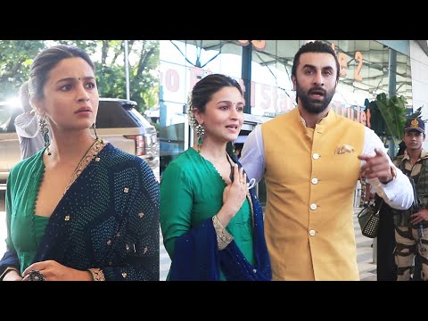 Ranbir Kapoor & Alia Bhatt In Traditional Look Spotted @ Mumbai Airport | Brahmastra