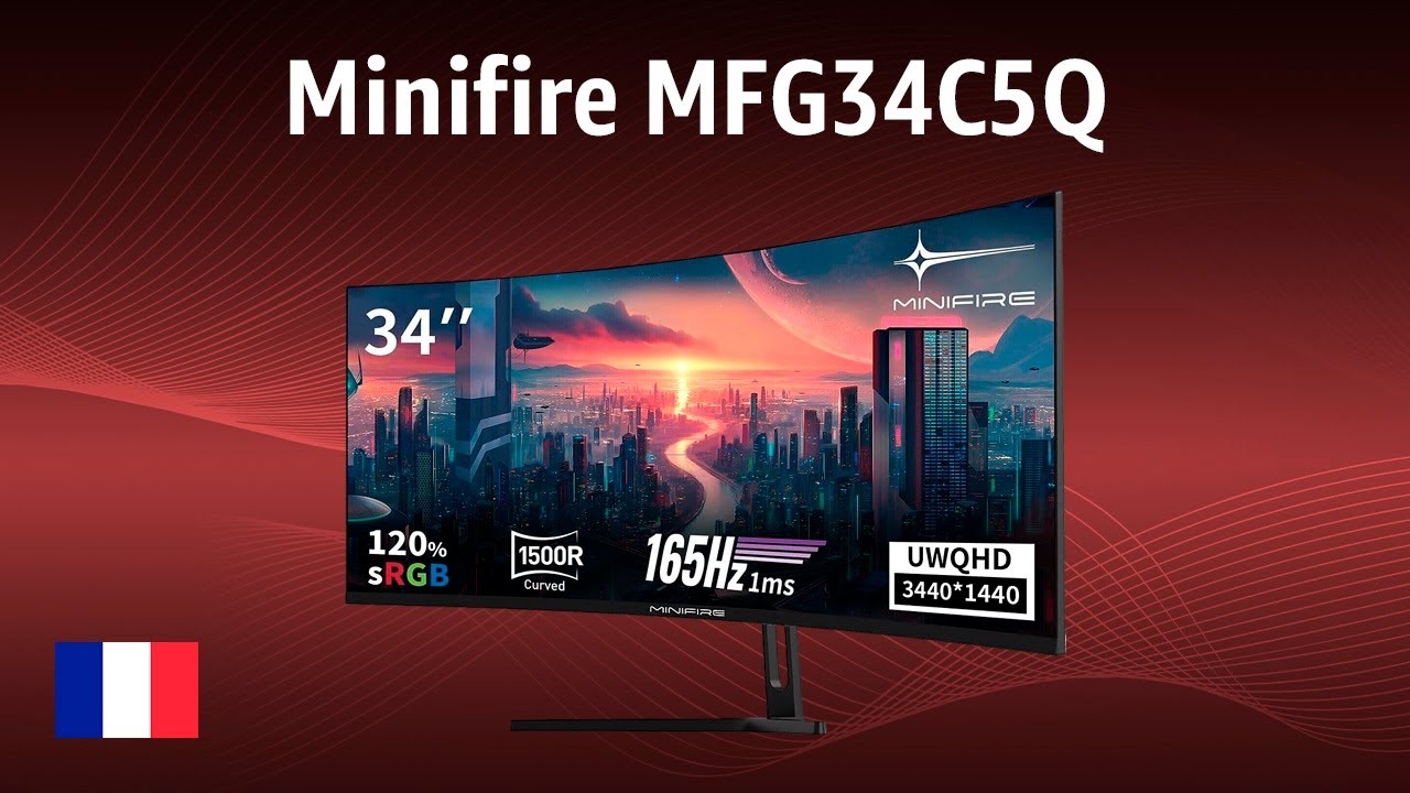 Minifire MFG34C5Q ウルトラワイド 34インチ 165Hz Minifire 34インチ最大165Hzゲーミングモニター 1500R曲面