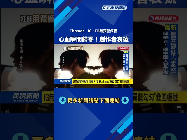心血瞬間歸零! Threads、IG、FB無預警停權 創作者哀號－民視新聞