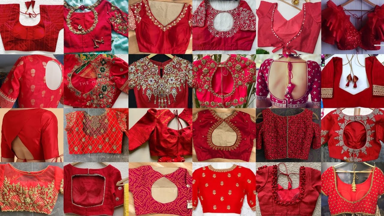 Red Blouse Design Back Side | Red Color Ke Blouse Ke Design | New ...
