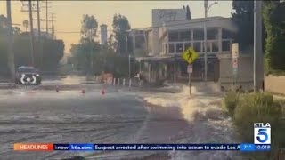 100-year-old West Hollywood water main bursts, floods the area