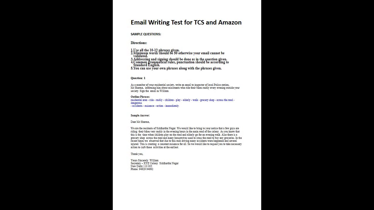 Email Writing Test Questions for TCS and Amazon - YouTube