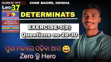 EXERCISE-5b//Questionsno-28,29,30//Determinant class12//Lec-37/chse Odisha/by bachan sir