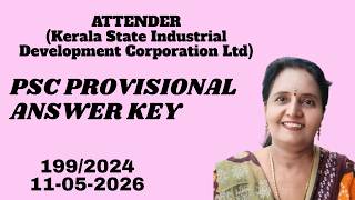 ATTENDER (Kerala State Industrial Development Corporation Ltd) PSC PROVISIONAL ANSWER KEY 11-05-2026