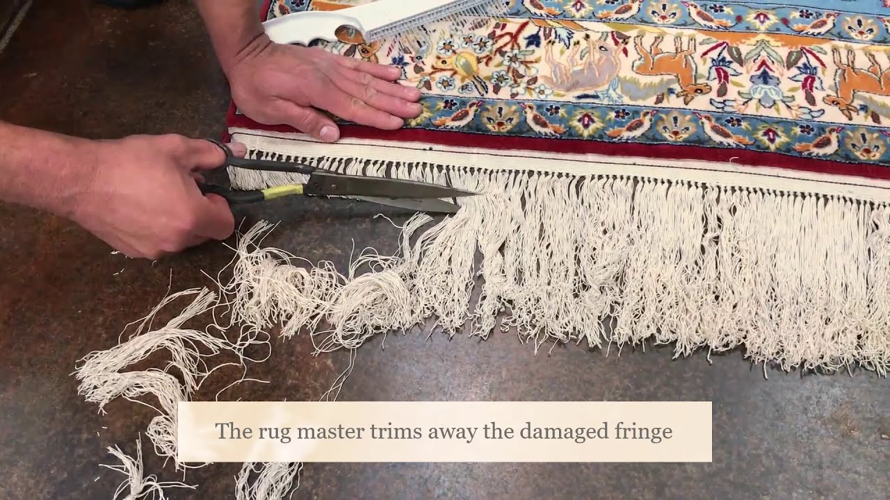 Persian Silk Rug Touch Up and Fringe Trimming YouTube