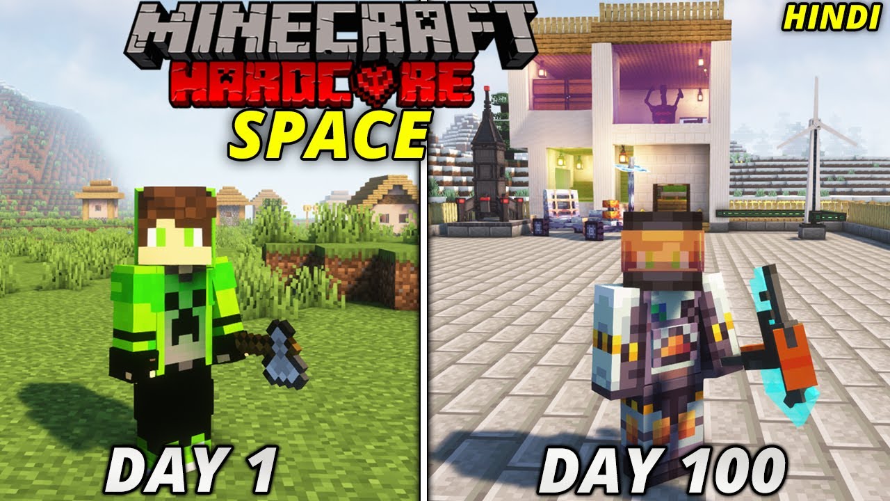 I Survived 100 DAYS In SPACE In Minecraft - YouTube