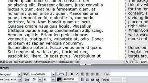 Indent Text in Dreamweaver CS3