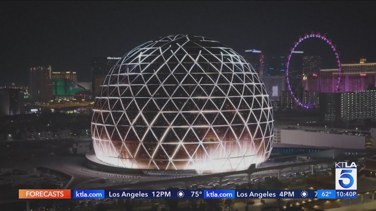 Las Vegas Sphere illuminates for the 1st time on July 4