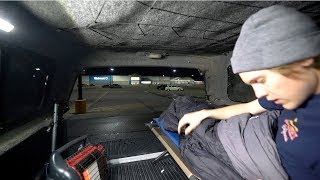 Urban Truck Camping in Freezing Weather (Walmart Boondocking First-Timer)