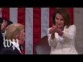 Nancy Pelosi claps for President Trump