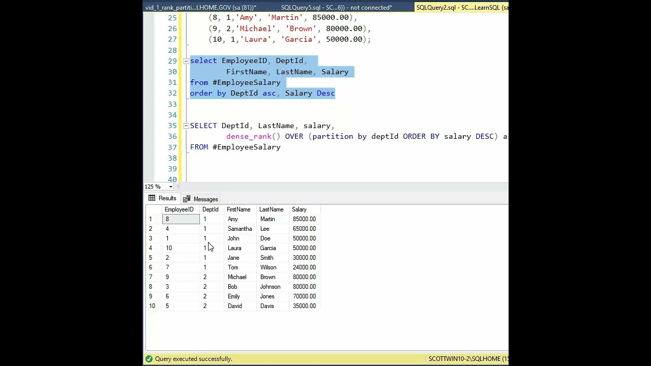 Vid 2 - Dense_Rank() over (Partition by) - SQL Server. 