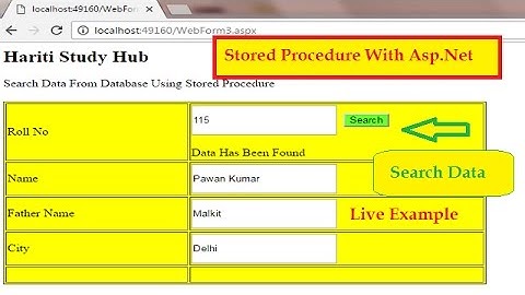 Search Data From Database Using Stored Procedure in Asp.Net C# | Hindi