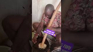 African American King in Ghana Pounding FuFu for the First Time