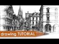 Drawing tutorial - street & architecture in perspective