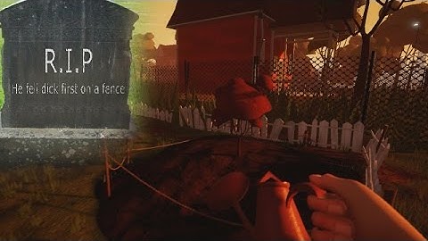 HERE LIES A GREAT MAN l Hello Neighbor alpha 4 (part 2) entering the basement + secrets