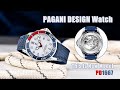 PAGANI DESIGN New Mens Automatic Watches Seiko NH35A Movement with Sapphire Glass &amp; Silicone Strap