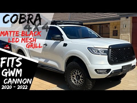 Front Matte Black Mesh Grill With LED Fits GWM Cannon 2020 - 2022 Grille Great Wall Motors
