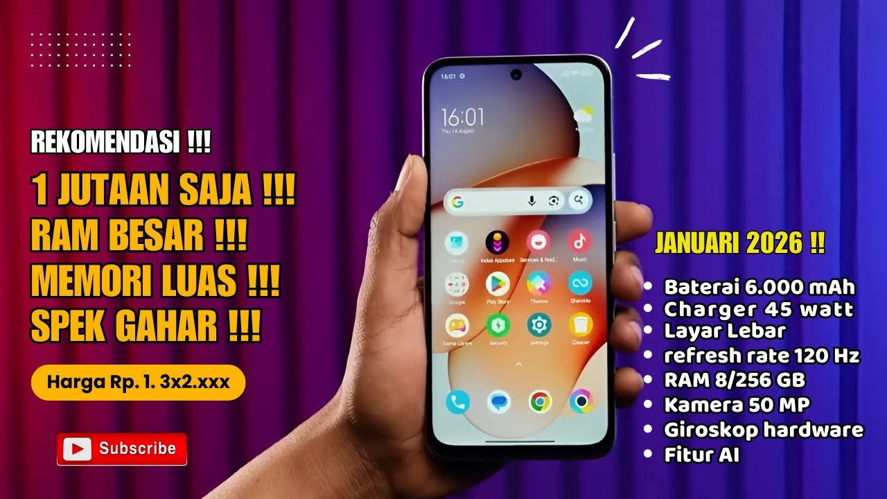 Harga 1 jutaan RAM 8/256 GB, Spesifikasi Gahar, Terbaik di kelasnya !!!