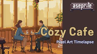 Cozy Cafe pixel art timelapse