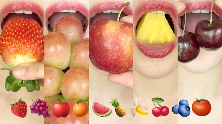 asmr EXOTIC FRUITS EMOJI FOOD 🍓🍇🍎🍊🍉🍍🍌🍒🫐🍅 과일 이모지 먹방 eating sounds